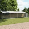 Szürke horganyzott acél kutyaketrec tetővel és ajtóval 8x2x2 m