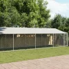 Szürke horganyzott acél kutyaketrec tetővel és ajtóval 12x2x2 m