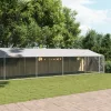 Szürke horganyzott acél kutyaketrec tetővel és ajtóval 12x2x2 m