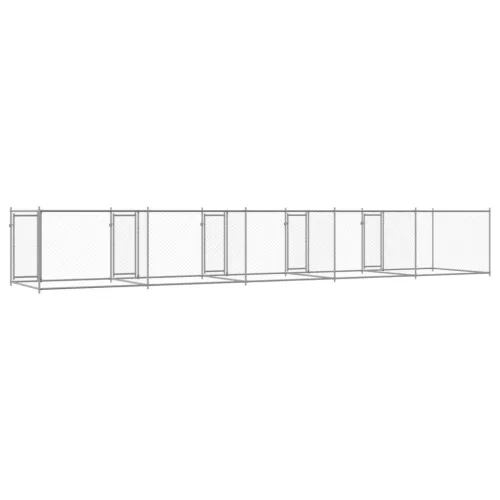 Szürke horganyzott acél kutyaketrec ajtókkal 10 x 2 x 1,5 m