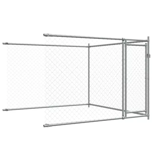 Szürke horganyzott acél kutyaketrec ajtókkal 10 x 2 x 1,5 m