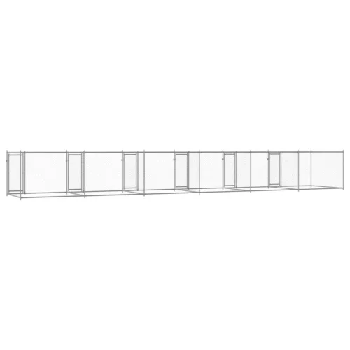 Szürke horganyzott acél kutyaketrec ajtókkal 12 x 2 x 1,5 m