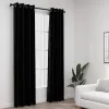 2 db fekete, vászonhatású sötétítőfüggöny fűzőkarikával 140 x 225 cm