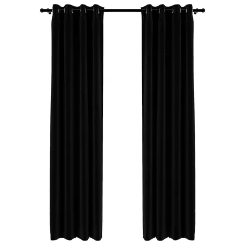 2 db fekete, vászonhatású sötétítőfüggöny fűzőkarikával 140 x 225 cm