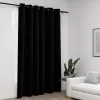 Fekete vászonhatású sötétítőfüggöny fűzőkarikával 290 x 245 cm