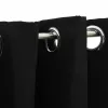 Fekete vászonhatású sötétítőfüggöny fűzőkarikával 290 x 245 cm