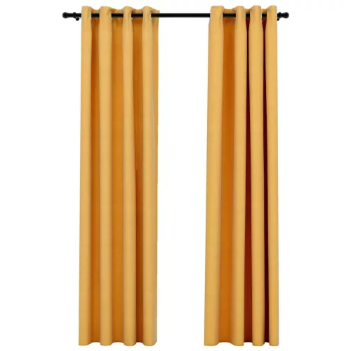 2 db sárga vászonhatású sötétítőfüggöny fűzőkarikával 140 x 245 cm