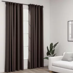   2 db tópszínű vászonhatású sötétítőfüggöny kampókkal 140x225 cm