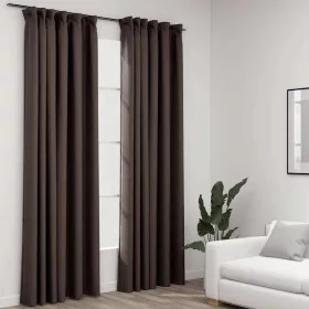   2 db tópszínű vászonhatású sötétítőfüggöny kampókkal 140x245 cm