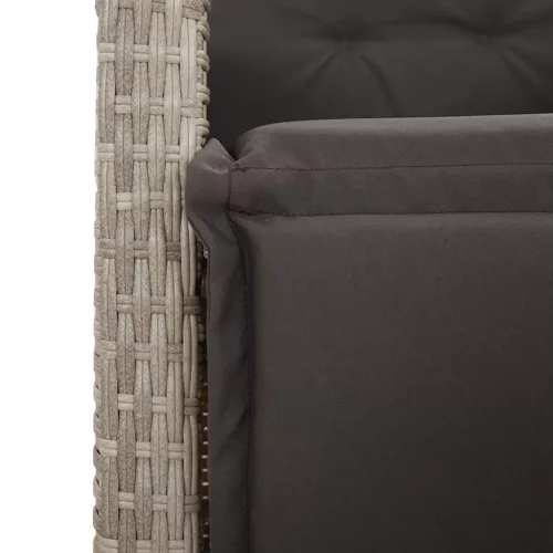 5részes világosszürke polyrattan kerti étkezőgarnitúra párnával