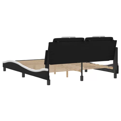 Fekete és fehér ágykeret Viana LED-ekkel matrac nélkül 160 x 200 cm