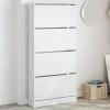 Fehér cipőszekrény 4 kihajtható fiókkal 80 x 21 x 163,5 cm