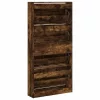 Füstös tölgy cipőszekrény 4 kihajtható fiókkal 80x21x163,5 cm