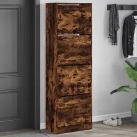   Füstös tölgy cipőszekrény 4 kihajtható fiókkal 60x34x187,5 cm