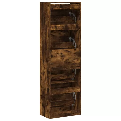 Füstös tölgy cipőszekrény 4 kihajtható fiókkal 60x34x187,5 cm