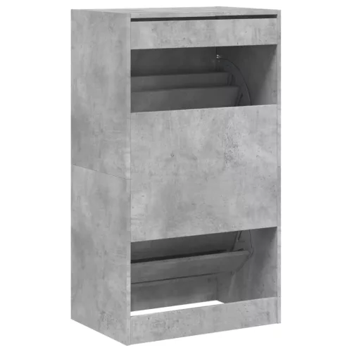 Betonszürke cipőszekrény 2 kihajtható fiókkal 60 x 42 x 108 cm
