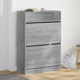   Szürke sonoma cipőszekrény 2 kihajtható fiókkal 80x34x116 cm