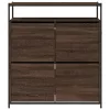 Barna tölgy cipőszekrény 4 kihajtható fiókkal 100x34x112 cm