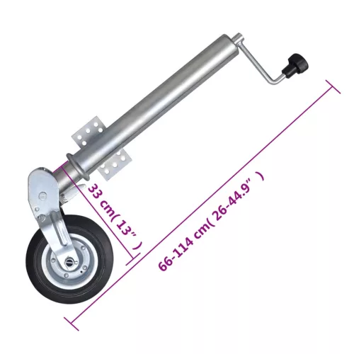 Utánfutó támasztókerék 2 tartócsővel 2 osztott bilinccsel 60 mm