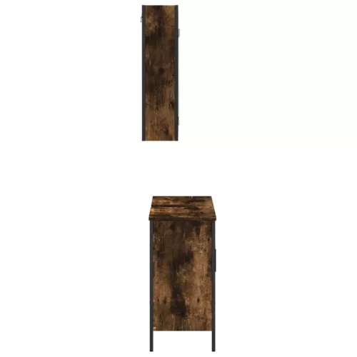 2 részes füstös tölgy színű szerelt fa fürdőszobai bútorszett