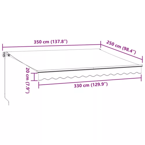 Burgundi vörös kézzel kihúzható napellenző 350 x 250 cm