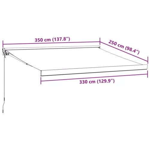 Burgundi vörös kézzel kihúzható napellenző 350 x 250 cm