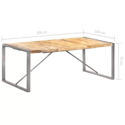 Tömör nyers mangófa étkezőasztal 200 x 100 x 75 cm