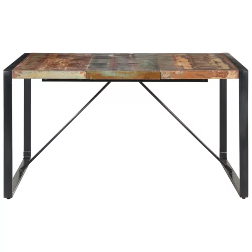 Tömör újrahasznosított fa étkezőasztal 140 x 140 x 75 cm