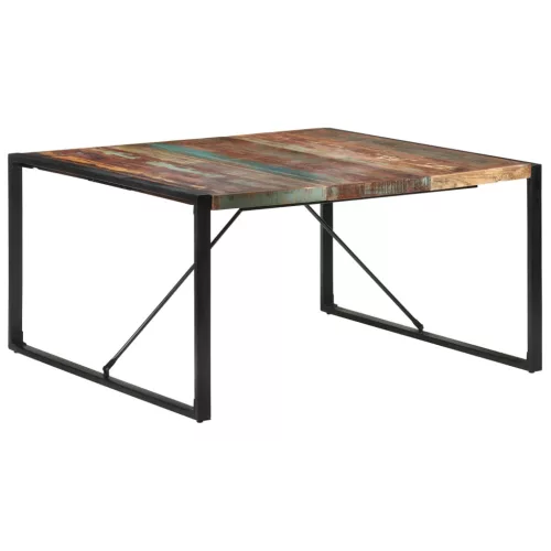 Tömör újrahasznosított fa étkezőasztal 140 x 140 x 75 cm