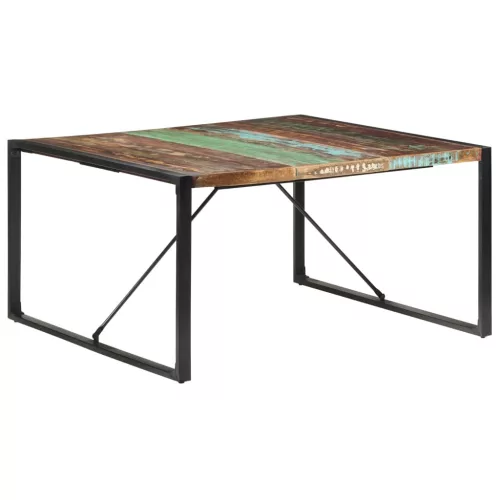 Tömör újrahasznosított fa étkezőasztal 140 x 140 x 75 cm