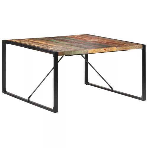 Tömör újrahasznosított fa étkezőasztal 140 x 140 x 75 cm