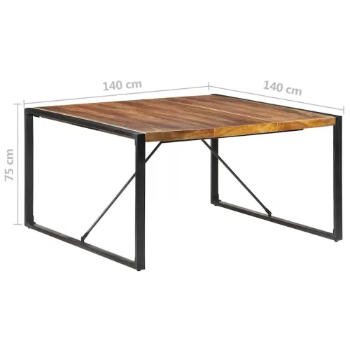 Paliszander felületű tömör fa étkezőasztal 140 x 140 x 75 cm