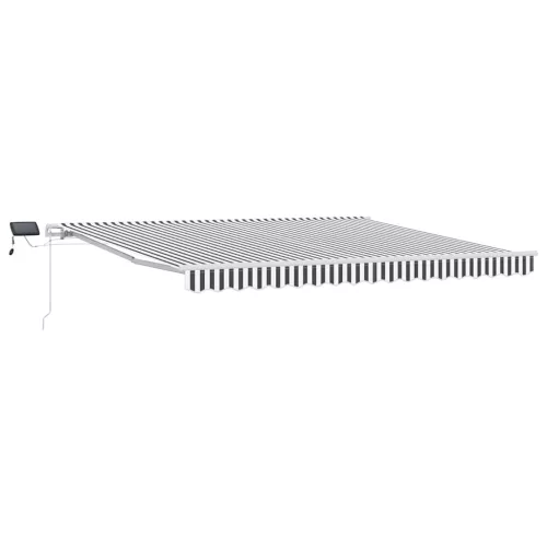 Antracitszürke-fehér LED-es kézi napellenző 400 x 300 cm