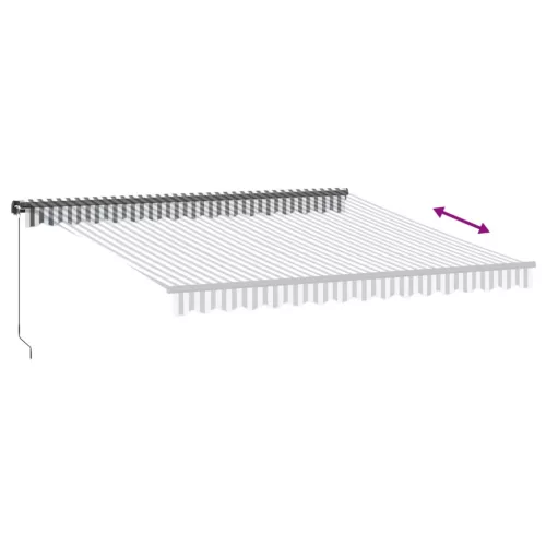 Antracitszürke-fehér LED-es kézi napellenző 450 x 300 cm