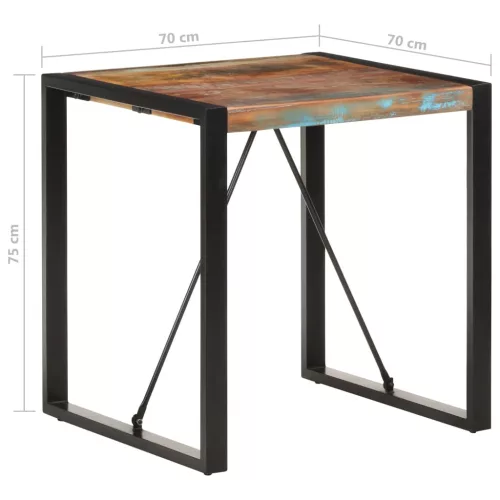 Tömör újrahasznosított fa étkezőasztal 70 x 70 x 75 cm