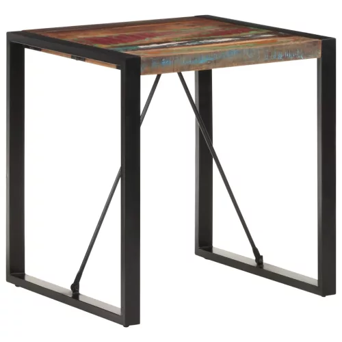 Tömör újrahasznosított fa étkezőasztal 70 x 70 x 75 cm