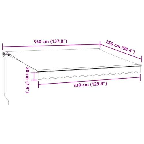 Antracitszürke-fehér kézzel kihúzható napellenző 350 x 250 cm