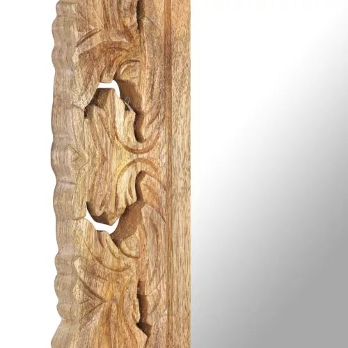 Kézzel faragott barna tömör mangófa tükör 110 x 50 cm