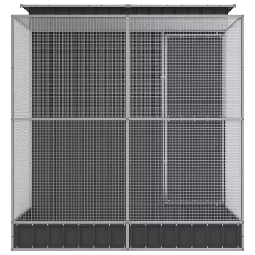 Ezüst színű acél madárház kiterjesztésekkel 209 x 203 x 216 cm