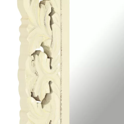 Kézzel faragott fehér tömör mangófa tükör 80 x 50 cm