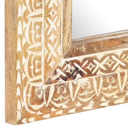 Kézzel faragott tömör mangófa tükör 80 x 50 x 2,6 cm