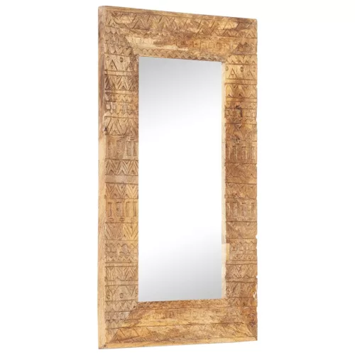 Kézzel faragott tömör mangófa tükör 80 x 50 x 2,5 cm
