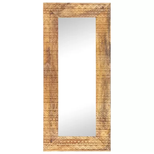Kézzel faragott tömör mangófa tükör 110 x 50 x 2,5 cm