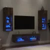 6 darab füstös tölgy színű szerelt fa TV-bútor LED-del