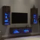 6 darab füstös tölgy színű szerelt fa TV-bútor LED-del