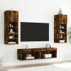 6 darab füstös tölgy színű szerelt fa TV-bútor LED-del