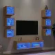 8 darab füstös tölgy színű szerelt fa TV-bútor LED-del