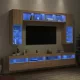 8 darab sonoma tölgy színű falra szerelhető TV-szekrény LED-del