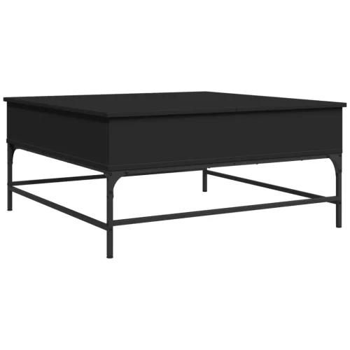 Fekete szerelt fa és fém dohányzóasztal 95 x 95 x 45 cm