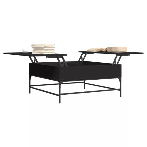 Fekete szerelt fa és fém dohányzóasztal 95 x 95 x 45 cm